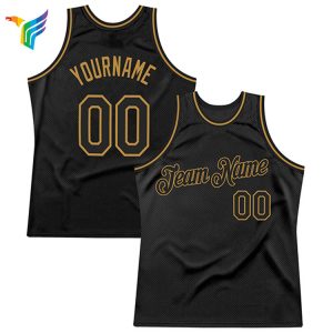 Patchwork gold threaded black basketball vest