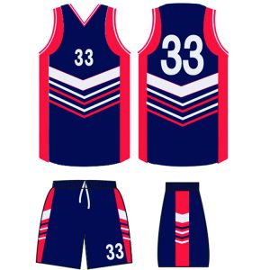 red blue sleevess basketball uniform