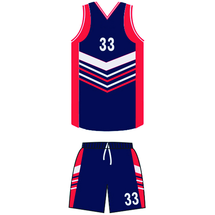 red blue sleevess basketball uniform