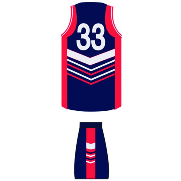 red blue sleevess basketball uniform - Image 3